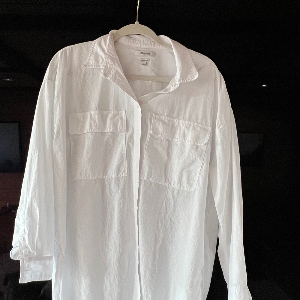 Free Shipping! MADEWELL The Signature white cotton shirt, oversized